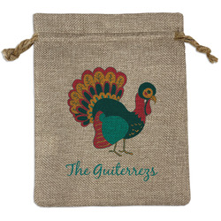 Old Fashioned Thanksgiving Medium Burlap Gift Bag - Front (Personalized)