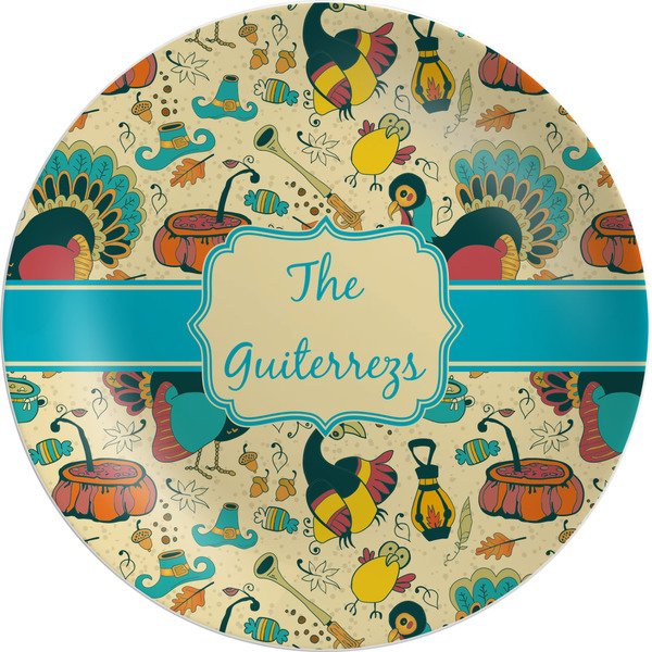 Custom Old Fashioned Thanksgiving Melamine Salad Plate - 8" (Personalized)