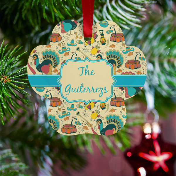 Old Fashioned Thanksgiving Metal Paw Ornament - Lifestyle