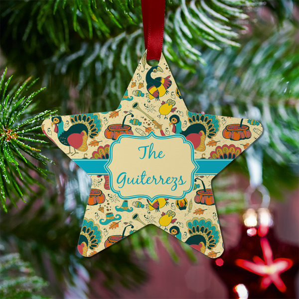 Old Fashioned Thanksgiving Metal Star Ornament - Lifestyle