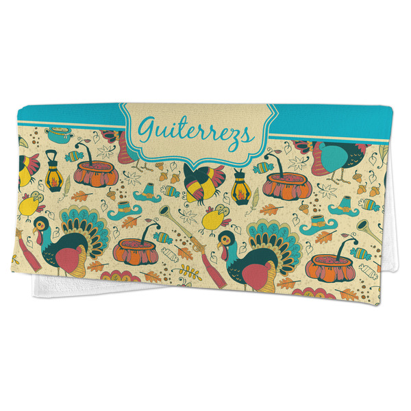 Old Fashioned Thanksgiving Microfiber Dish Rag - FOLDED (half)