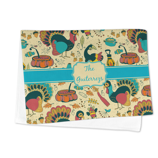 Old Fashioned Thanksgiving Microfiber Dish Towel - FOLDED HALF