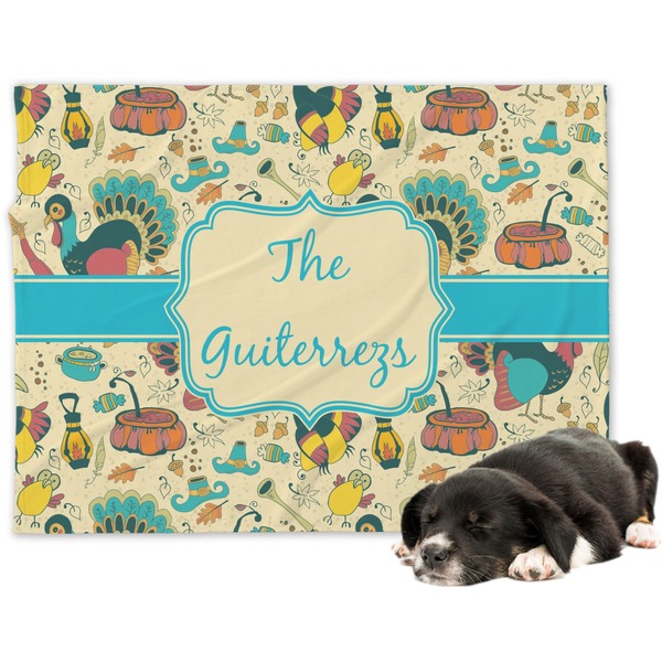 Custom Old Fashioned Thanksgiving Dog Blanket (Personalized)