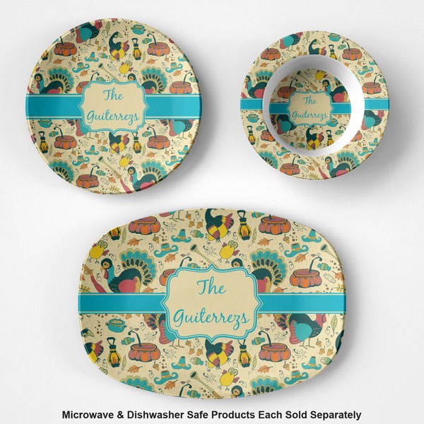 Old Fashioned Thanksgiving Microwave & Dishwasher Safe CP Plastic Dishware - Group