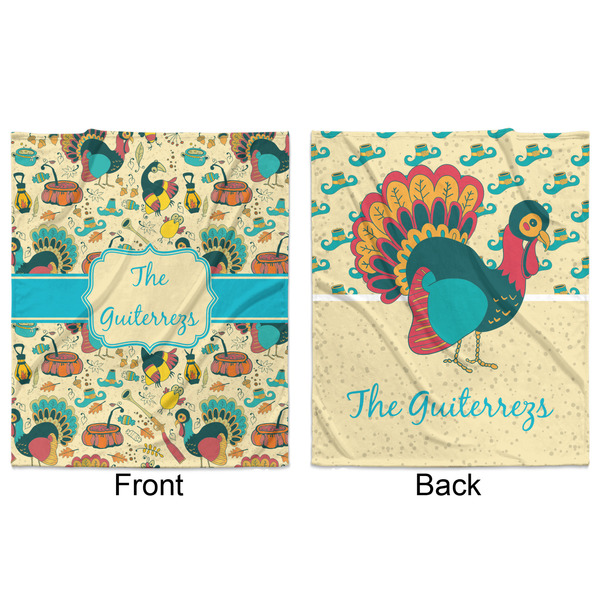 Old Fashioned Thanksgiving Minky Blanket - 50"x60" - Double Sided - Front & Back