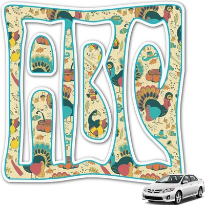 Old Fashioned Thanksgiving Monogram Car Decal (Personalized)