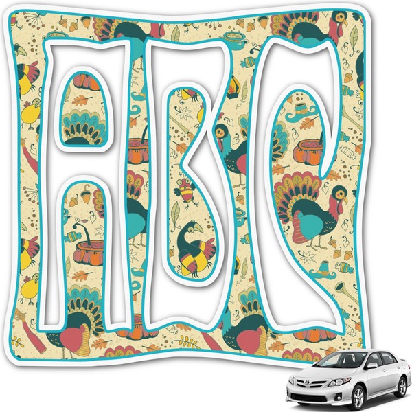 Custom Old Fashioned Thanksgiving Monogram Car Decal (Personalized)