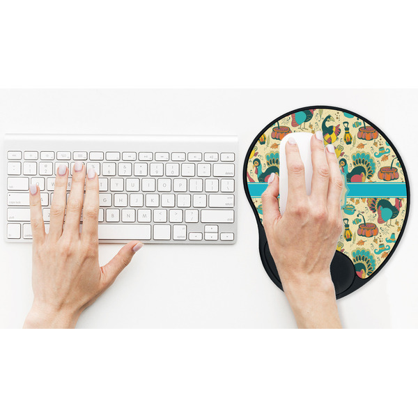 Old Fashioned Thanksgiving Mouse Pad with Wrist Rest - LIFESYTLE 2 (in use)