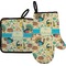 Old Fashioned Thanksgiving Oven Mitt & Pot Holder Set w/ Name or Text