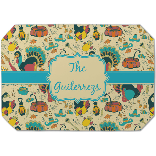 Custom Old Fashioned Thanksgiving Dining Table Mat - Octagon (Single-Sided) w/ Name or Text