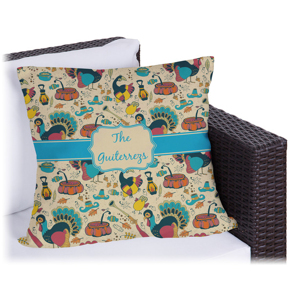 Custom Old Fashioned Thanksgiving Outdoor Pillow (Personalized)
