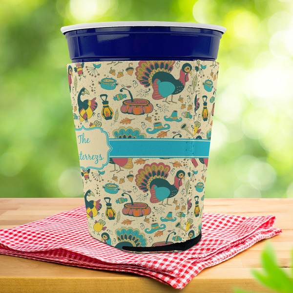 Old Fashioned Thanksgiving Party Cup Sleeves - with bottom - Lifestyle