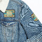 Old Fashioned Thanksgiving Patches Lifestyle Jean Jacket Detail