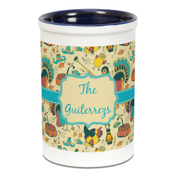 Old Fashioned Thanksgiving Ceramic Pencil Holders - Blue