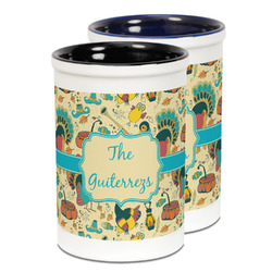 Old Fashioned Thanksgiving Ceramic Pencil Holder - Large