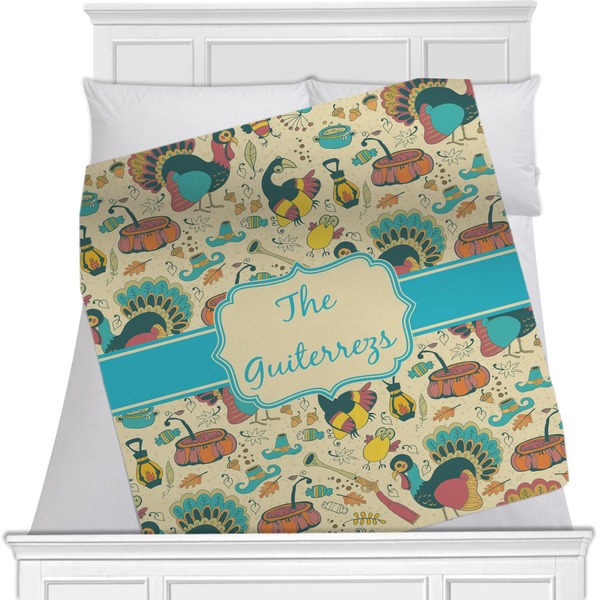 Custom Old Fashioned Thanksgiving Minky Blanket - Toddler / Throw - 60"x50" - Double Sided (Personalized)