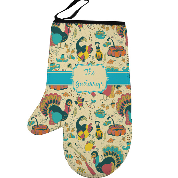 Old Fashioned Thanksgiving Personalized Oven Mitt - Left