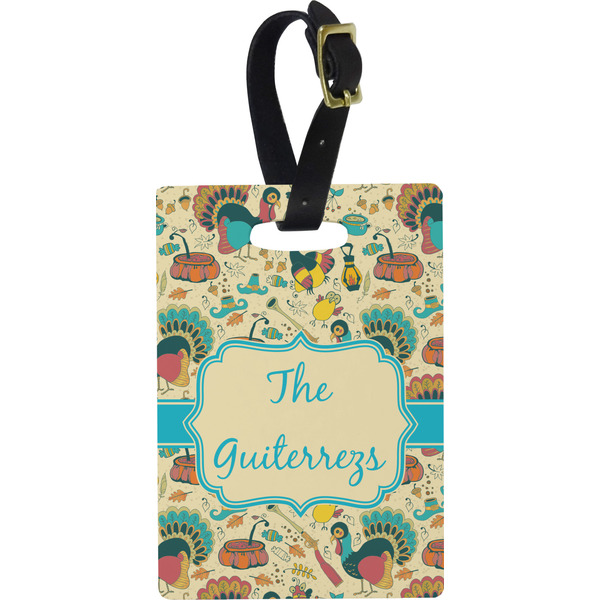 Custom Old Fashioned Thanksgiving Plastic Luggage Tag - Rectangular w/ Name or Text