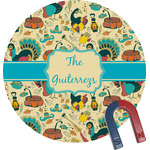 Old Fashioned Thanksgiving Round Fridge Magnet (Personalized)