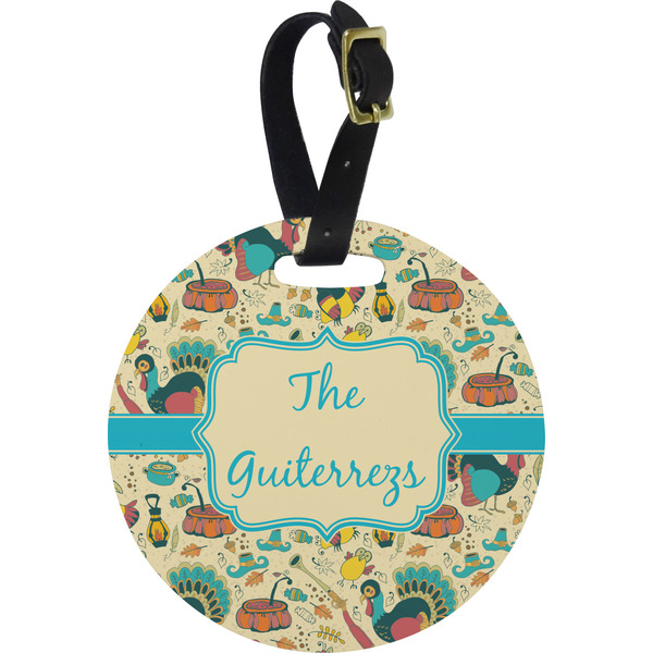 Custom Old Fashioned Thanksgiving Plastic Luggage Tag - Round (Personalized)