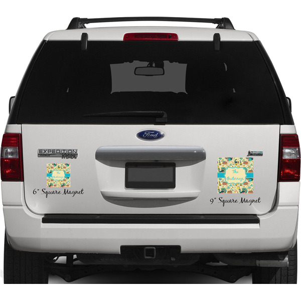 Old Fashioned Thanksgiving Personalized Square Car Magnets on Ford Explorer
