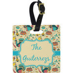 Old Fashioned Thanksgiving Plastic Luggage Tag - Square w/ Name or Text