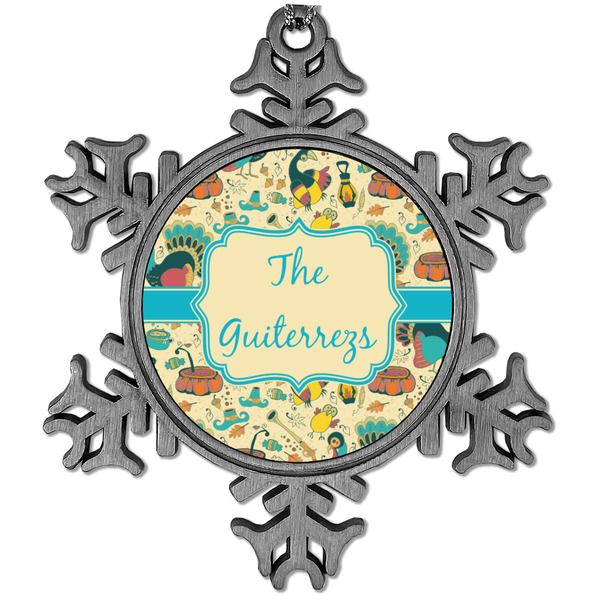 Custom Old Fashioned Thanksgiving Vintage Snowflake Ornament (Personalized)