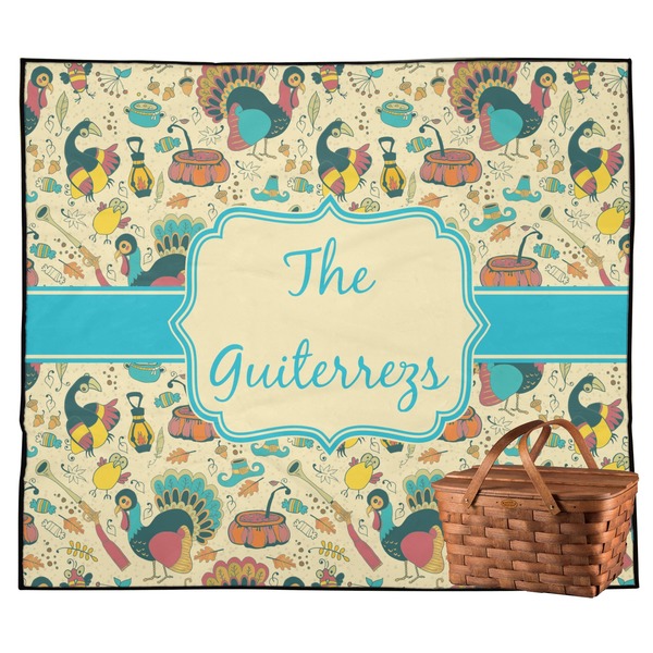 Custom Old Fashioned Thanksgiving Outdoor Picnic Blanket (Personalized)