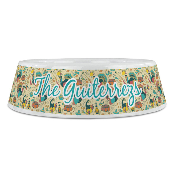 Old Fashioned Thanksgiving Plastic Pet Bowls - Large - FRONT
