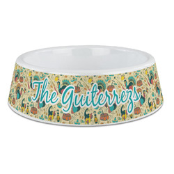Old Fashioned Thanksgiving Plastic Dog Bowl - Large (Personalized)