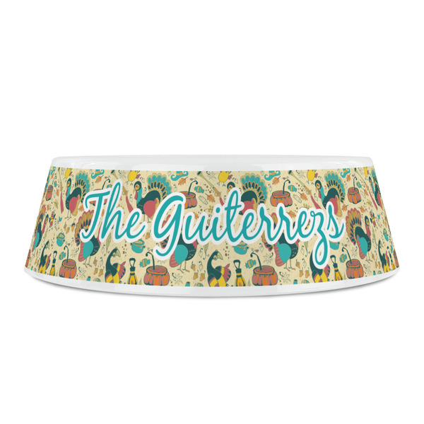 Old Fashioned Thanksgiving Plastic Pet Bowls - Small - FRONT