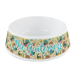 Old Fashioned Thanksgiving Plastic Dog Bowl - Small (Personalized)