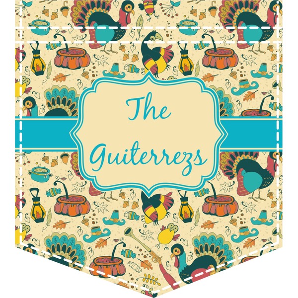 Custom Old Fashioned Thanksgiving Iron On Faux Pocket (Personalized)