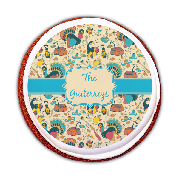 Old Fashioned Thanksgiving Printed Icing Circle - Medium - On Cookie