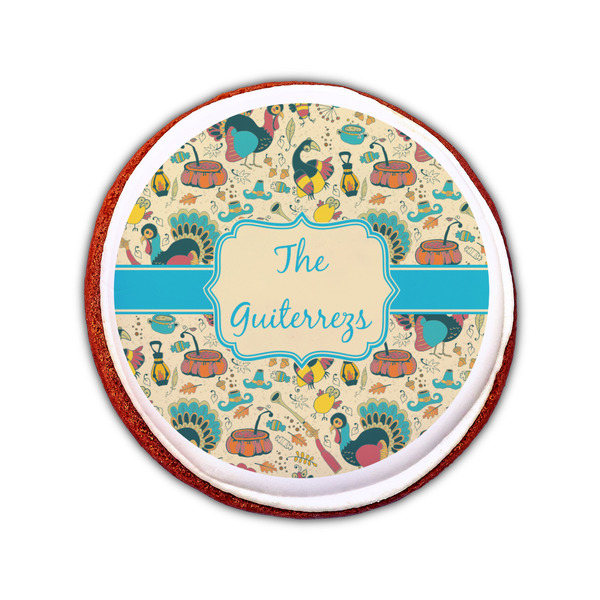 Old Fashioned Thanksgiving Printed Icing Circle - Small - On Cookie