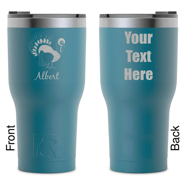 Custom Old Fashioned Thanksgiving RTIC Tumbler - Dark Teal - Laser Engraved - Double-Sided (Personalized)