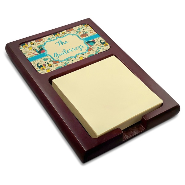 Custom Old Fashioned Thanksgiving Red Mahogany Sticky Note Holder (Personalized)