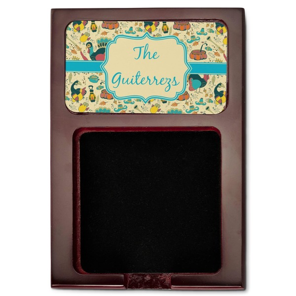 Old Fashioned Thanksgiving Red Mahogany Sticky Note Holder - Flat