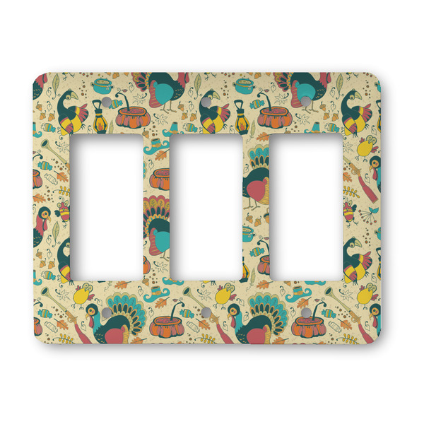 Custom Old Fashioned Thanksgiving Rocker Style Light Switch Cover - Three Switch