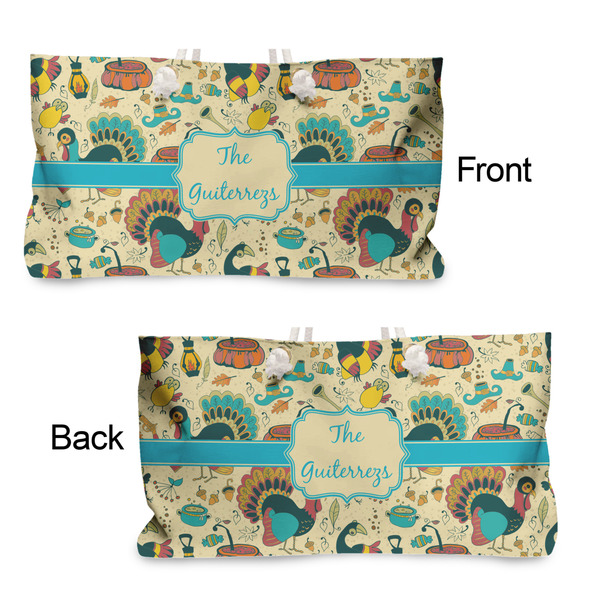 Old Fashioned Thanksgiving Large Rope Tote - From & Back View