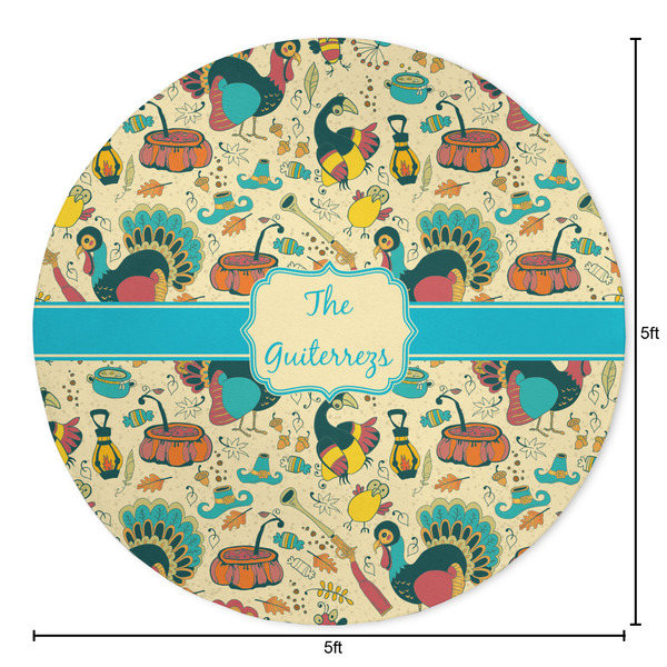 Old Fashioned Thanksgiving Round Area Rug - Size