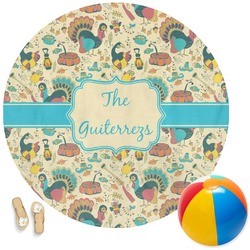 Old Fashioned Thanksgiving Round Beach Towel (Personalized)