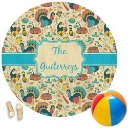 Old Fashioned Thanksgiving Round Beach Towel (Personalized)