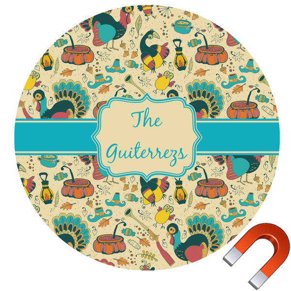 Custom Old Fashioned Thanksgiving Round Car Magnet - 6" (Personalized)