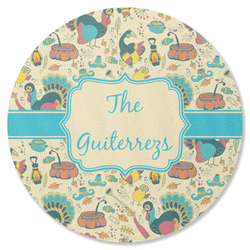 Old Fashioned Thanksgiving Round Rubber Backed Coaster (Personalized)