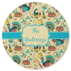 Old Fashioned Thanksgiving Round Rubber Backed Coaster (Personalized)