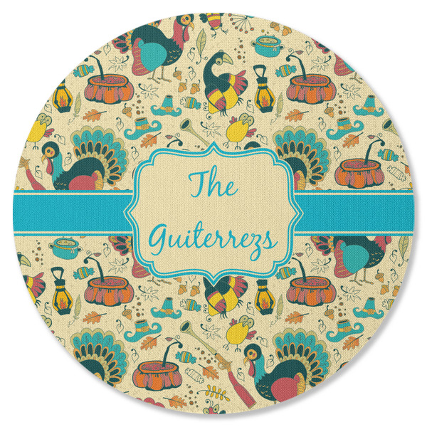 Old Fashioned Thanksgiving Round Coaster Rubber Back - Single