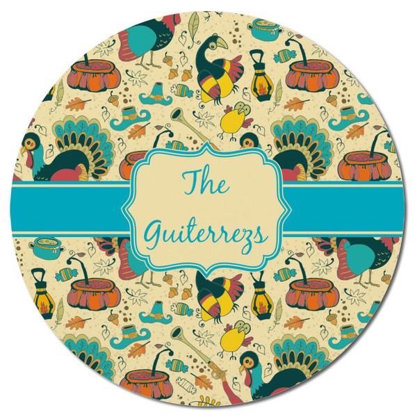 Old Fashioned Thanksgiving Round Fridge Magnet - FRONT