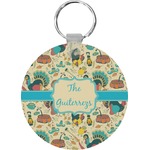 Old Fashioned Thanksgiving Round Plastic Keychain (Personalized)