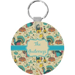 Old Fashioned Thanksgiving Round Plastic Keychain (Personalized)